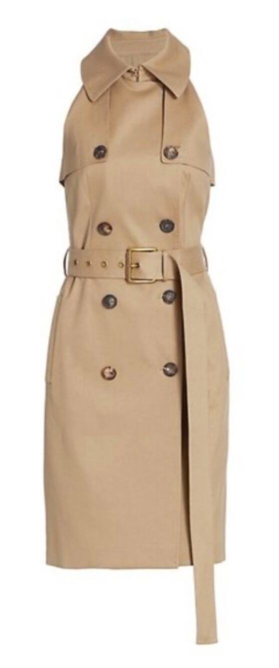 Michael Kors Collection Sleeveless Trench Dress Khaki Sz 4